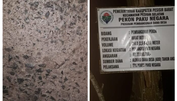 Baru Seumur Jagung, Rabat Beton Pekon Paku Negara Mulai Rusak